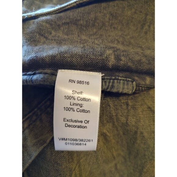 Coldwater Creek Olive Green Embroidered Denim Two Button Jacket Size 10 Pockets - Picture 10 of 10